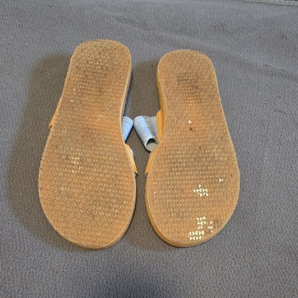 The Academy Brand Blue and Tan Sandals Modern Minimalist Design - Picture 4 of 6